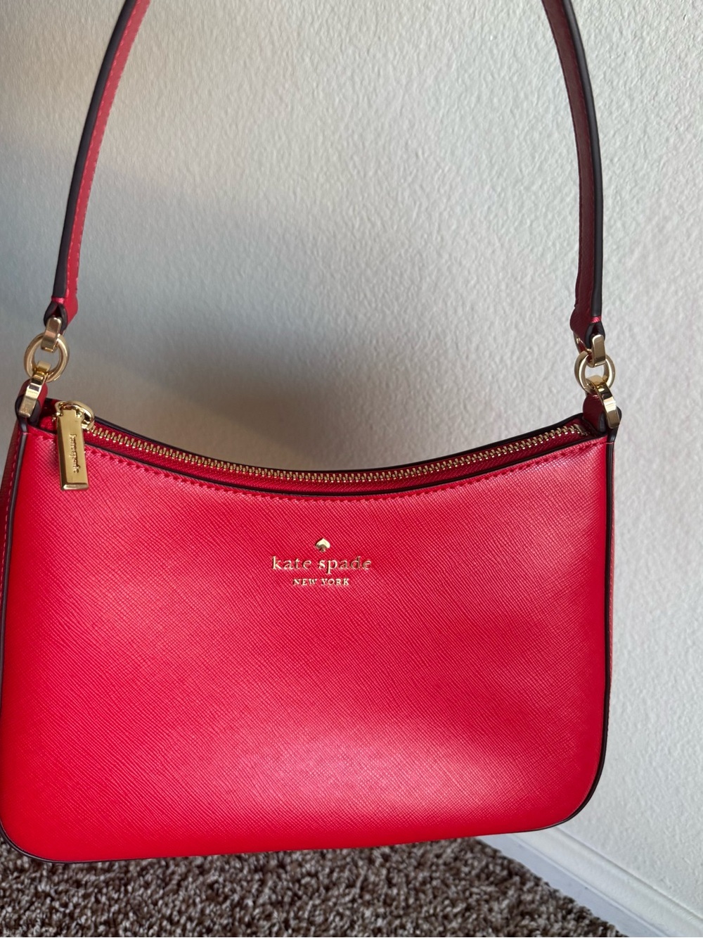 kate spade Red Leather Shoulder Bag with Gold Hardware ( comes with strap) NEW